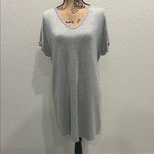 Casual Gray V-Neck Women's Tunic Top